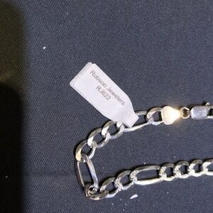 Bracelet Sterling Silver 925 Figaro Link Chain Claw Clasp Stamped Italy